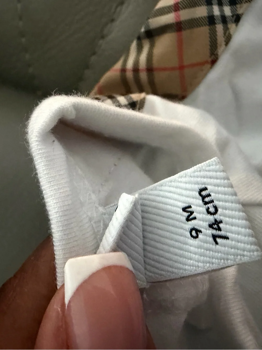 Burberry White Baby One-Piece Romper with Classic Check Trim